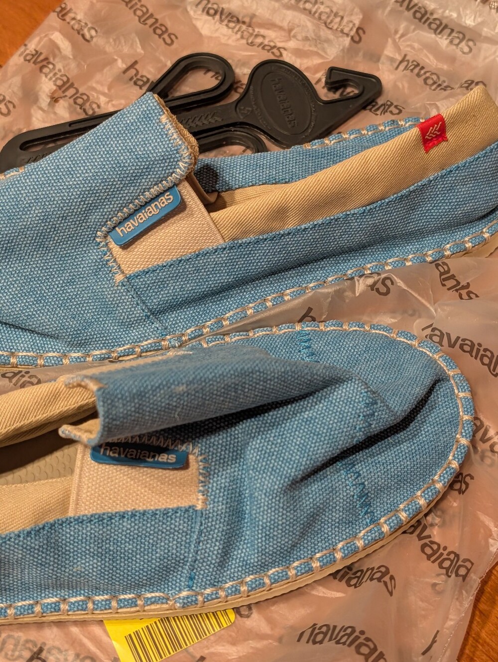 NEW Havaianas Alpargatas Yacht Turquoise Slip-On Espadrille Shoes Sz 6.5 Women